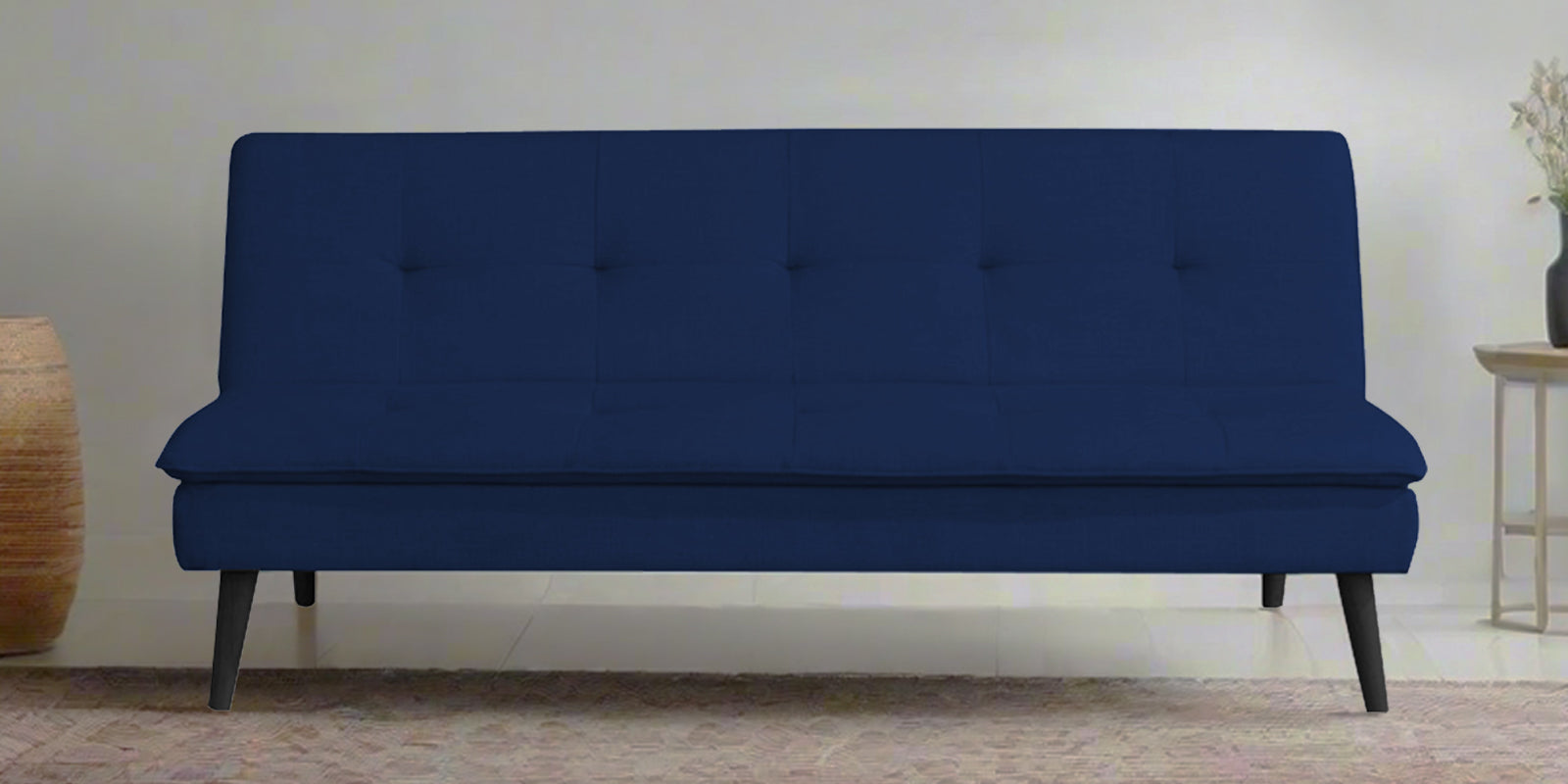 Toner Fabric 3 Seater Convertible Sofa Cum Bed In Royal Blue Colour - Febonic Living