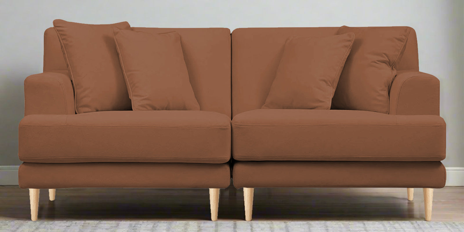 Woody Fabric 2 Seater Sofa In Caramel Beige Colour - Febonic Living