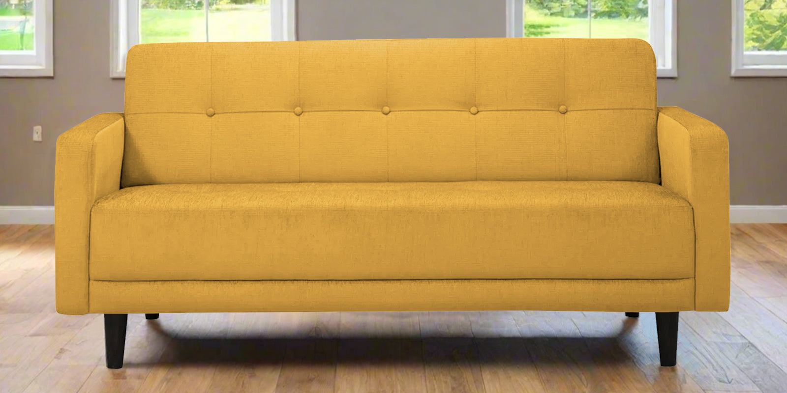 Noha Fabric 2 Seater Sofa In Bold Yellow Colour - Febonic Living