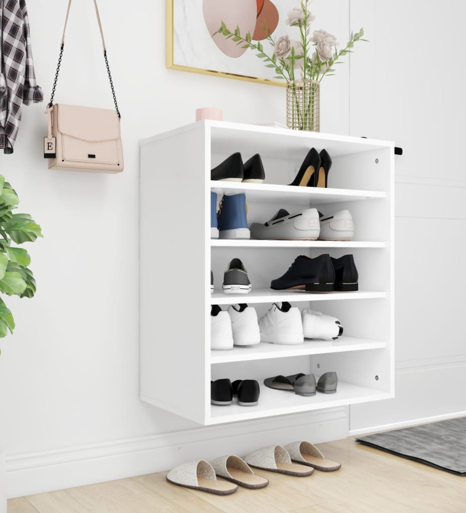 Nayeli Shoe Rack In Frosty White Finish - Febonic Living
