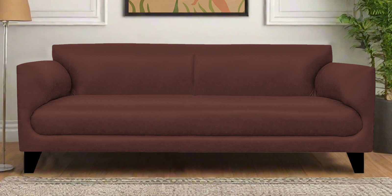 Convi Leatherette 3 Seater Sofa In Wine Brown Colour - Febonic Living