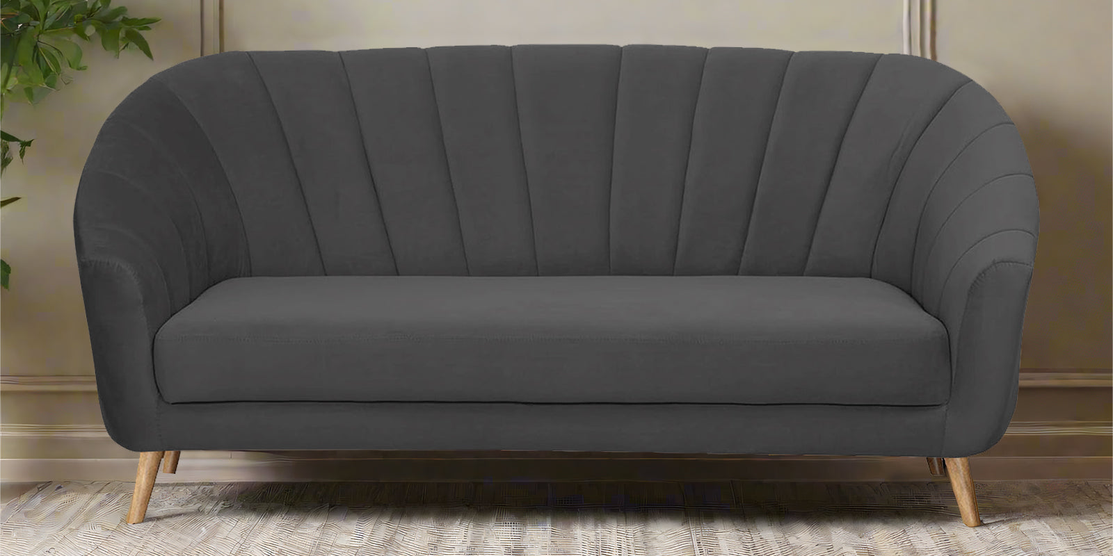 Kaylee Velvet 3 Seater Sofa In Davy grey Colour - Febonic Living