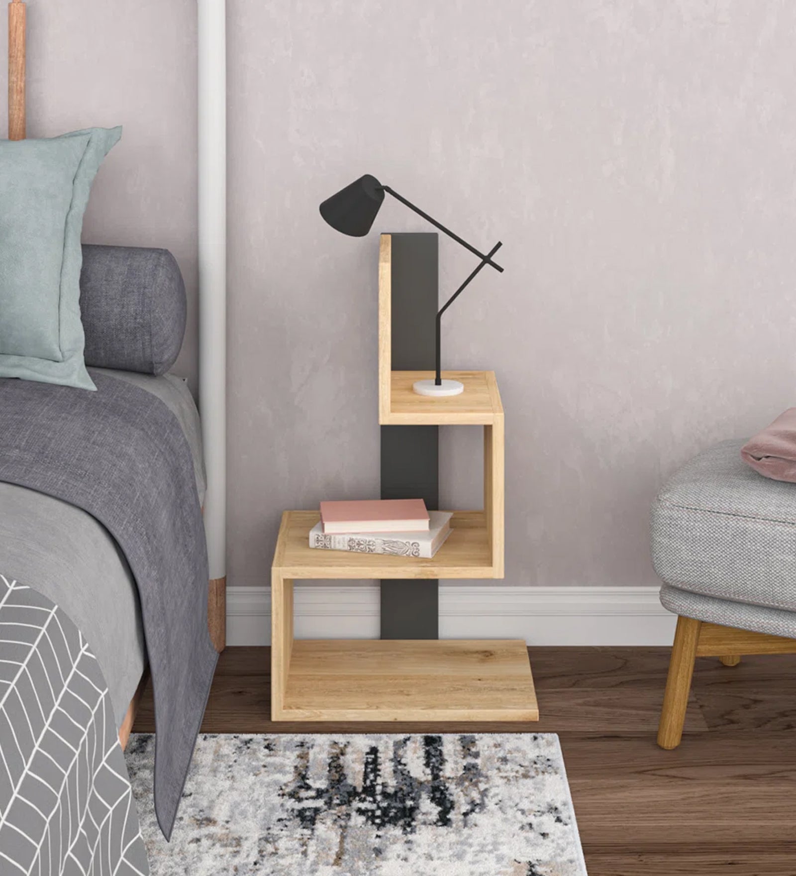 Soli Bedside Table in Wenge & Oral Walnut Finish - Febonic Living