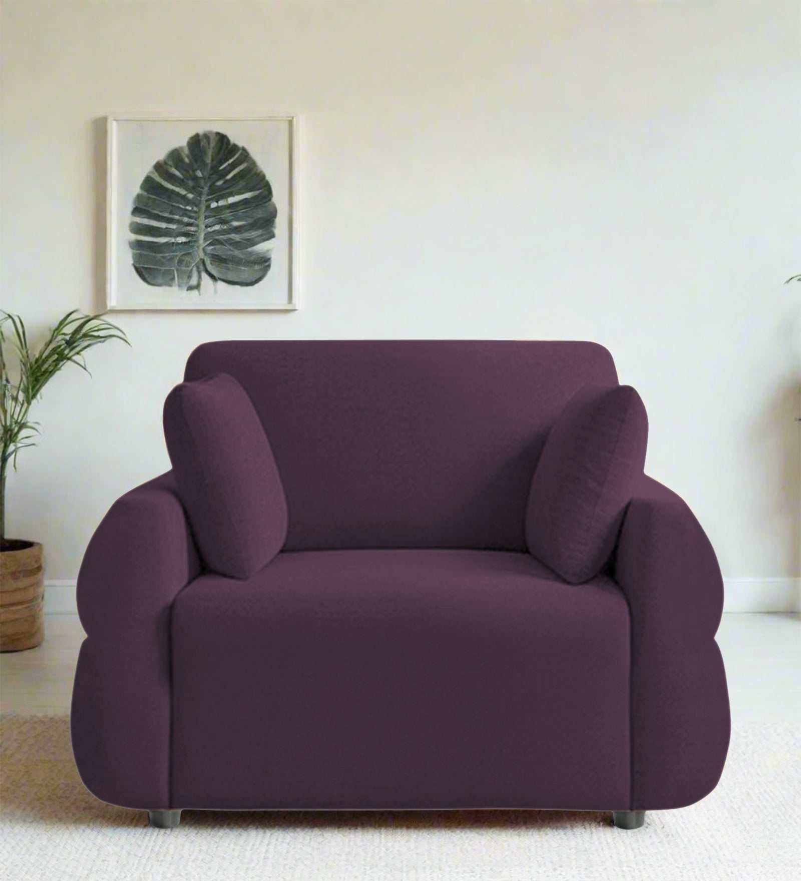Jack Fabric 1 Seater Sofa In Greek Purple Colour - Febonic Living