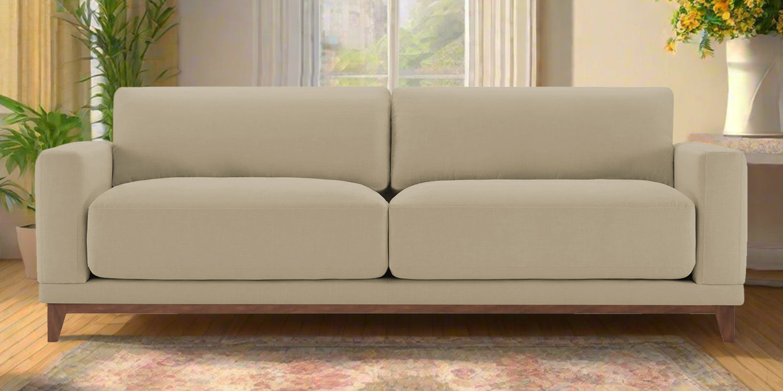 Esha Fabric 3 Seater Sofa In Honey Beige Colour - Febonic Living