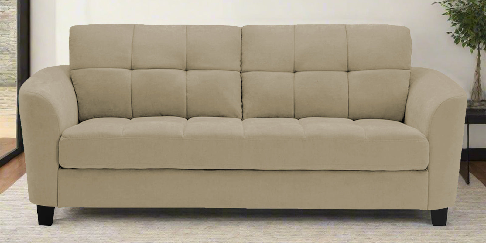 Mulan Fabric 2 Seater Sofa In Honey Beige Colour - Febonic Living