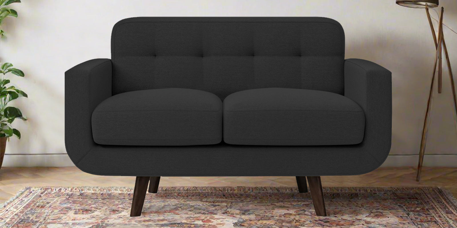 Marsela Fabric 2 Seater Sofa In Bitter Black Colour - Febonic Living