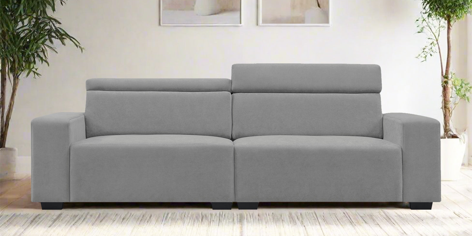 Hiro Fabric 3 Seater Sofa In Smoke Grey Colour - Febonic Living