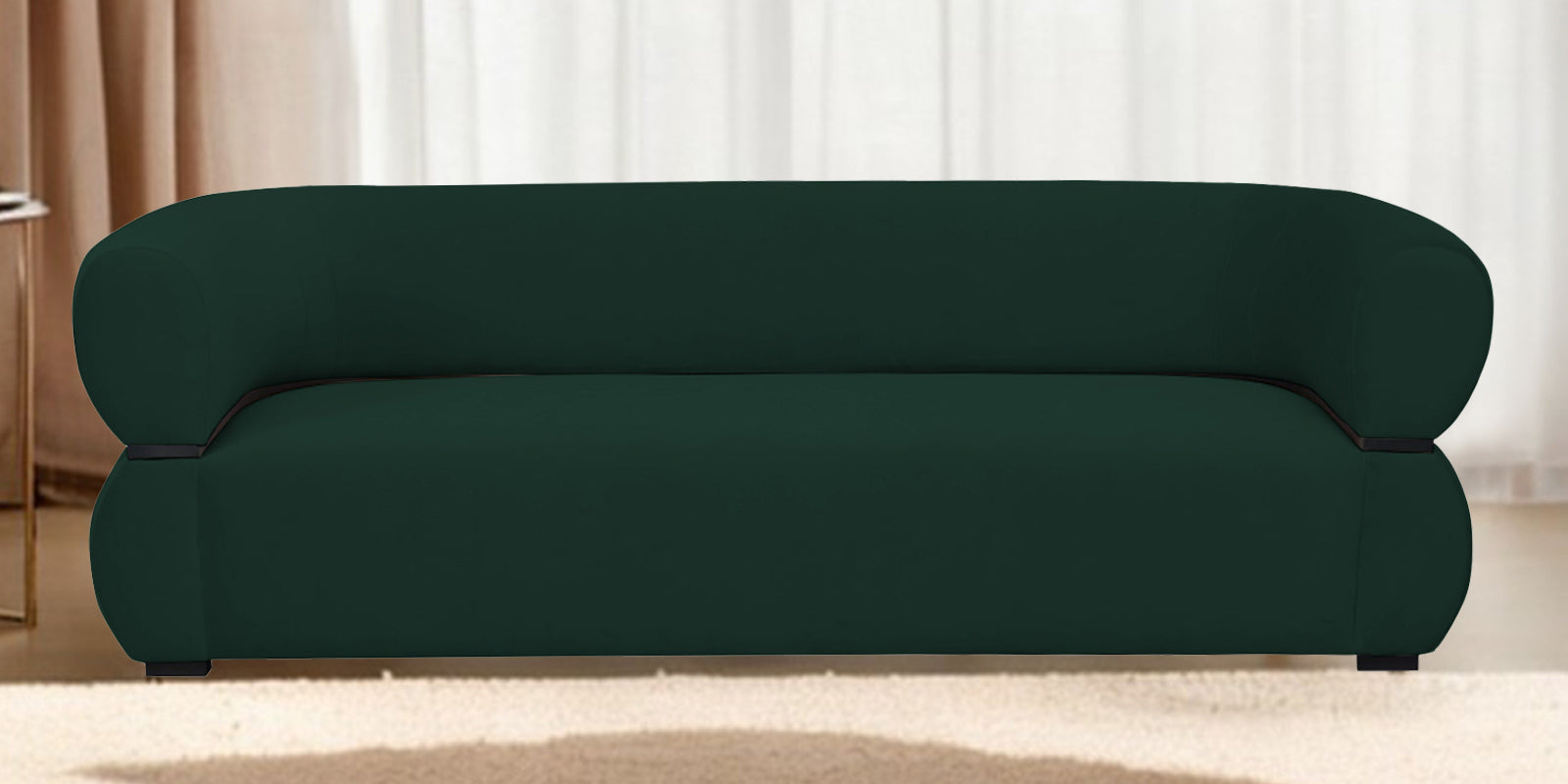 Kula Velvet 3 Seater Sofa In Forest Green Colour - Febonic Living