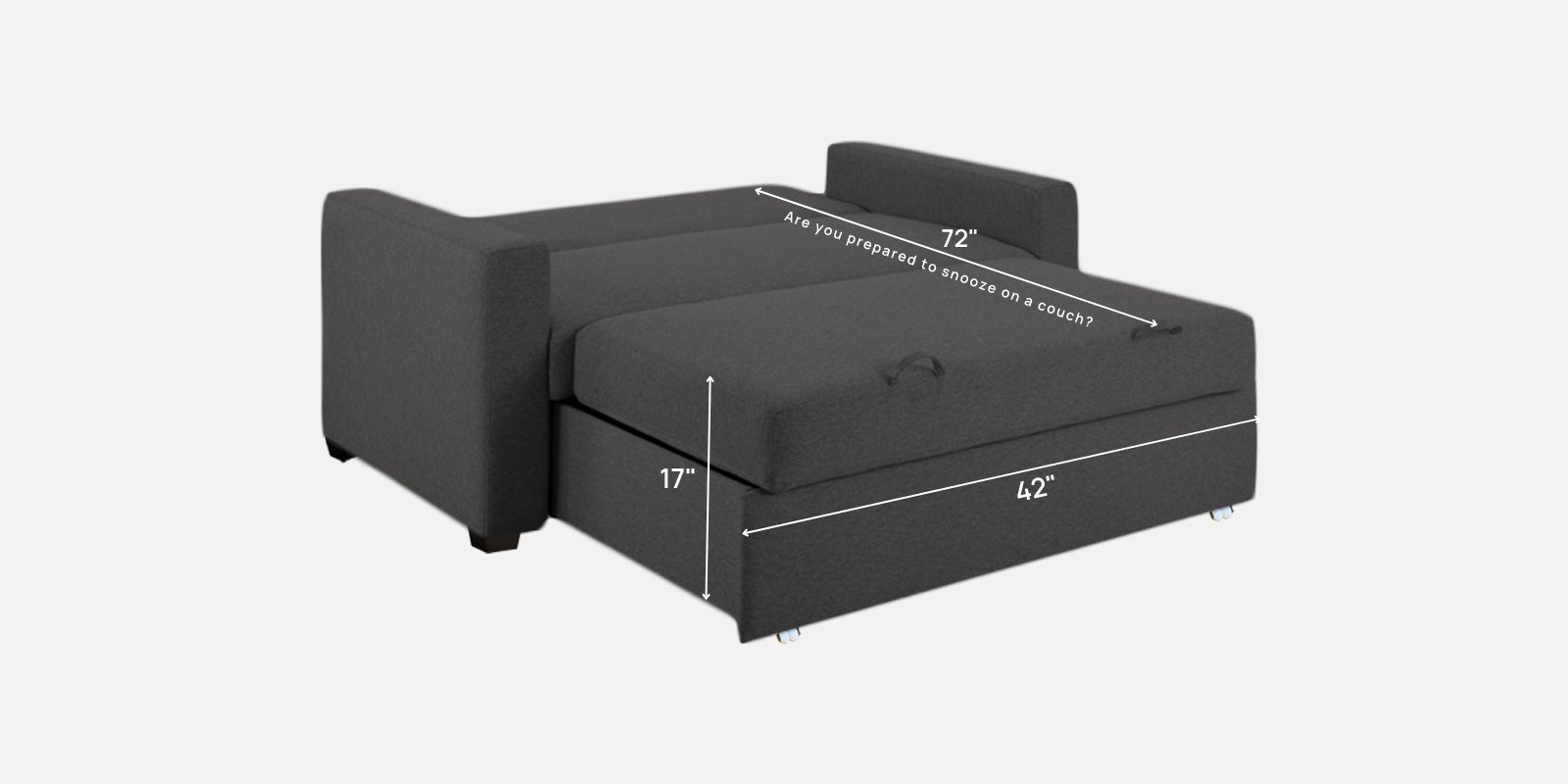 Lobby Fabric 2 Seater Pull Out Sofa Cum Bed In Charcoal Grey Colour - Febonic Living