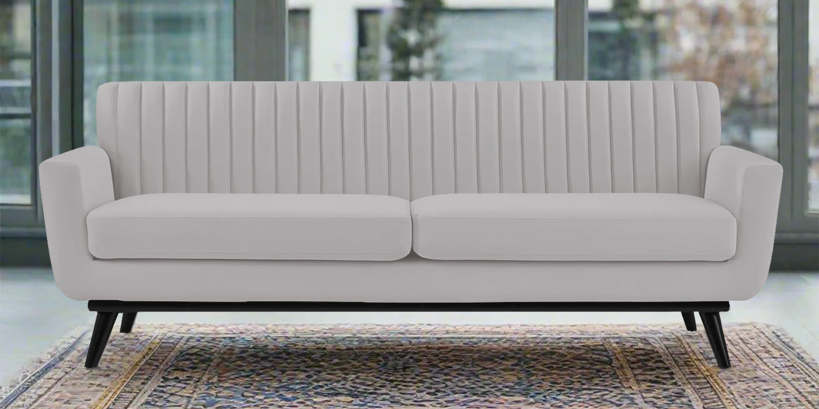 Tucker Velvet 3 Seater Sofa In Light Grey Colour - Febonic Living