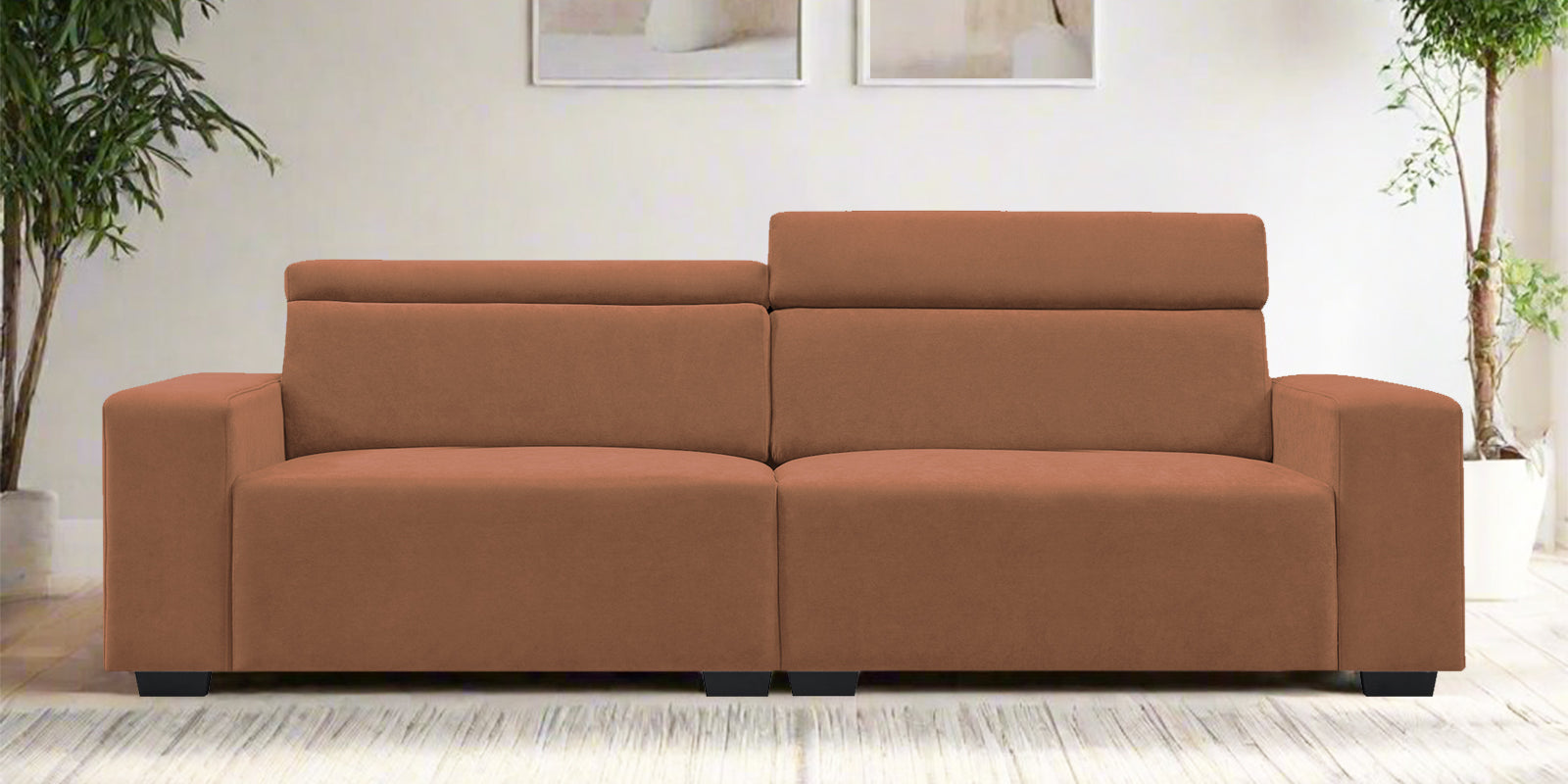 Hiro Fabric 3 Seater Sofa In Caramel Beige Colour - Febonic Living