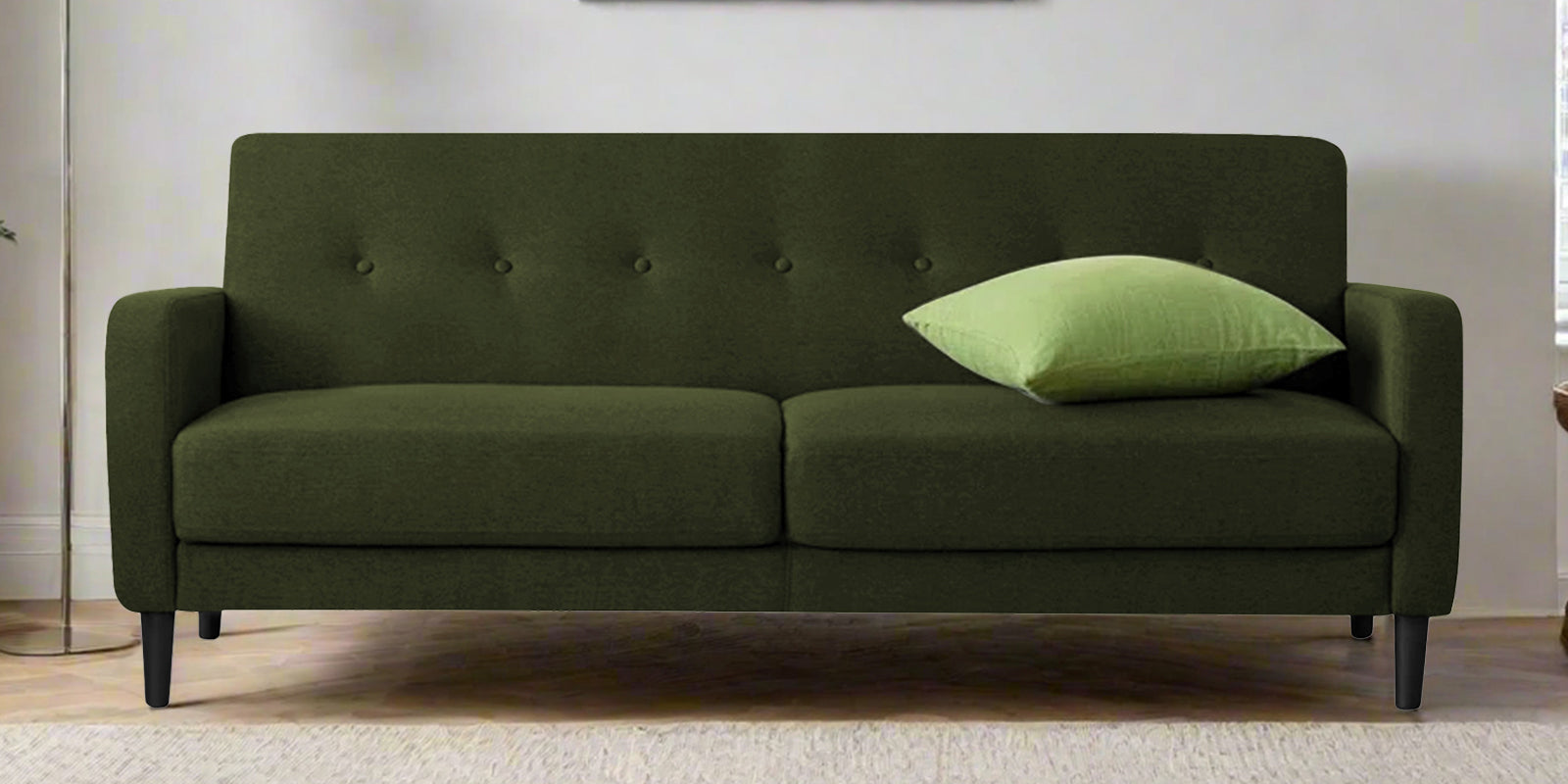 Marq Fabric 3 Seater Sofa In Olive Green Colour - Febonic Living