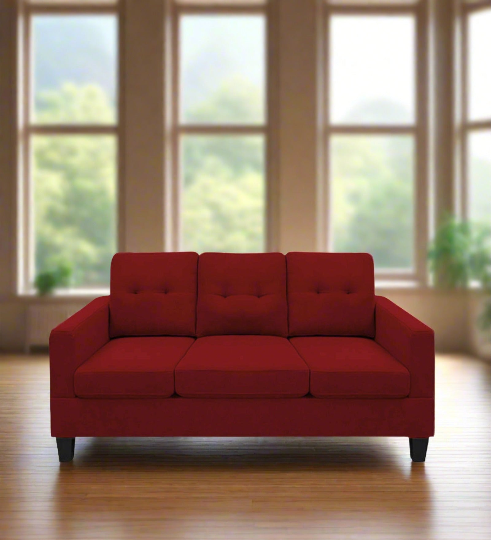 Thomas Fabric 3 Seater Sofa In Blood Maroon Colour - Febonic Living