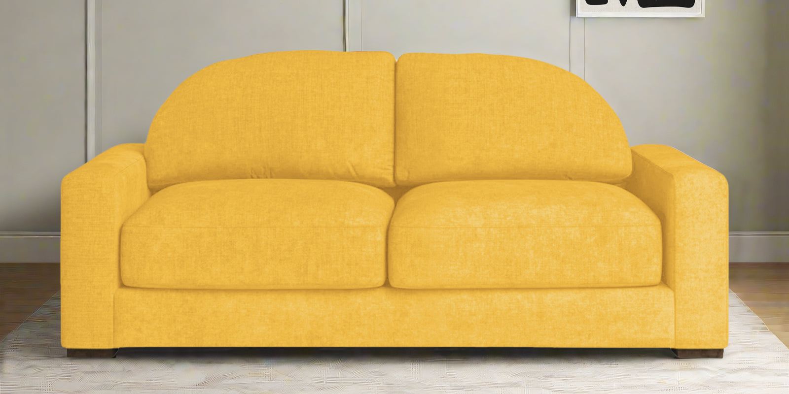 Dara Fabric 2 Seater Sofa In Bold Yellow Colour - Febonic Living
