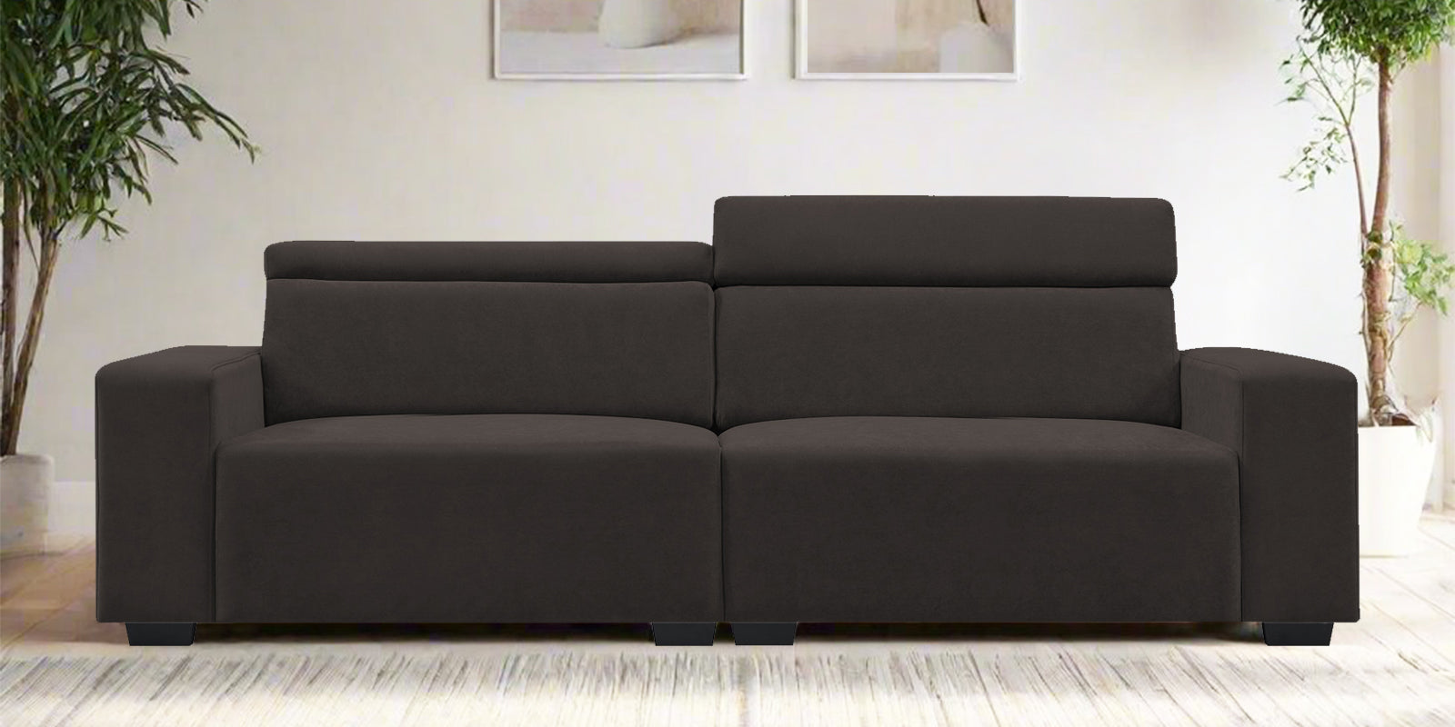 Hiro Fabric 3 Seater Sofa In Coal Brown Colour - Febonic Living