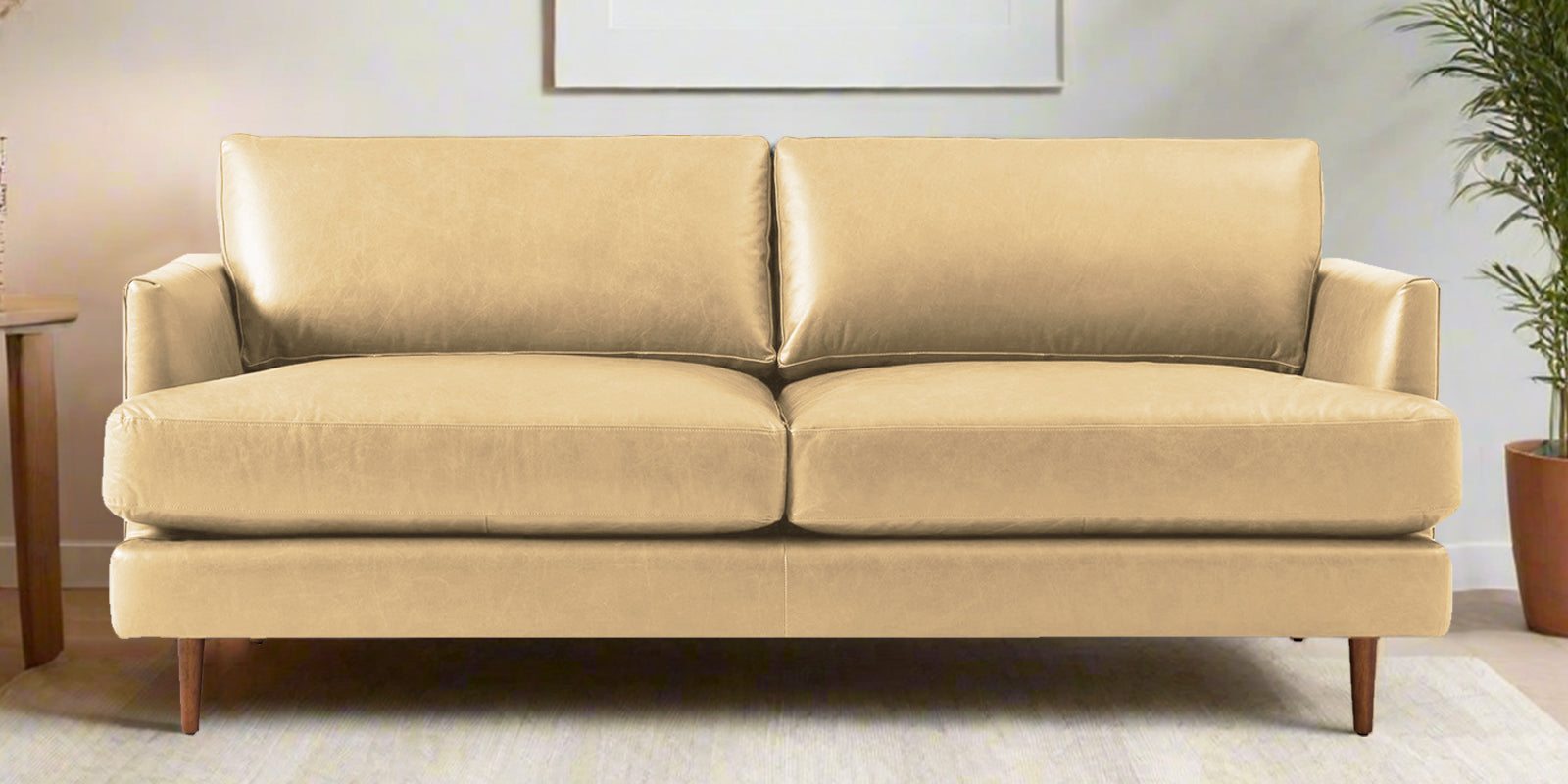 Sterio Leatherette 2 Seater Sofa In Peach Beige Colour - Febonic Living