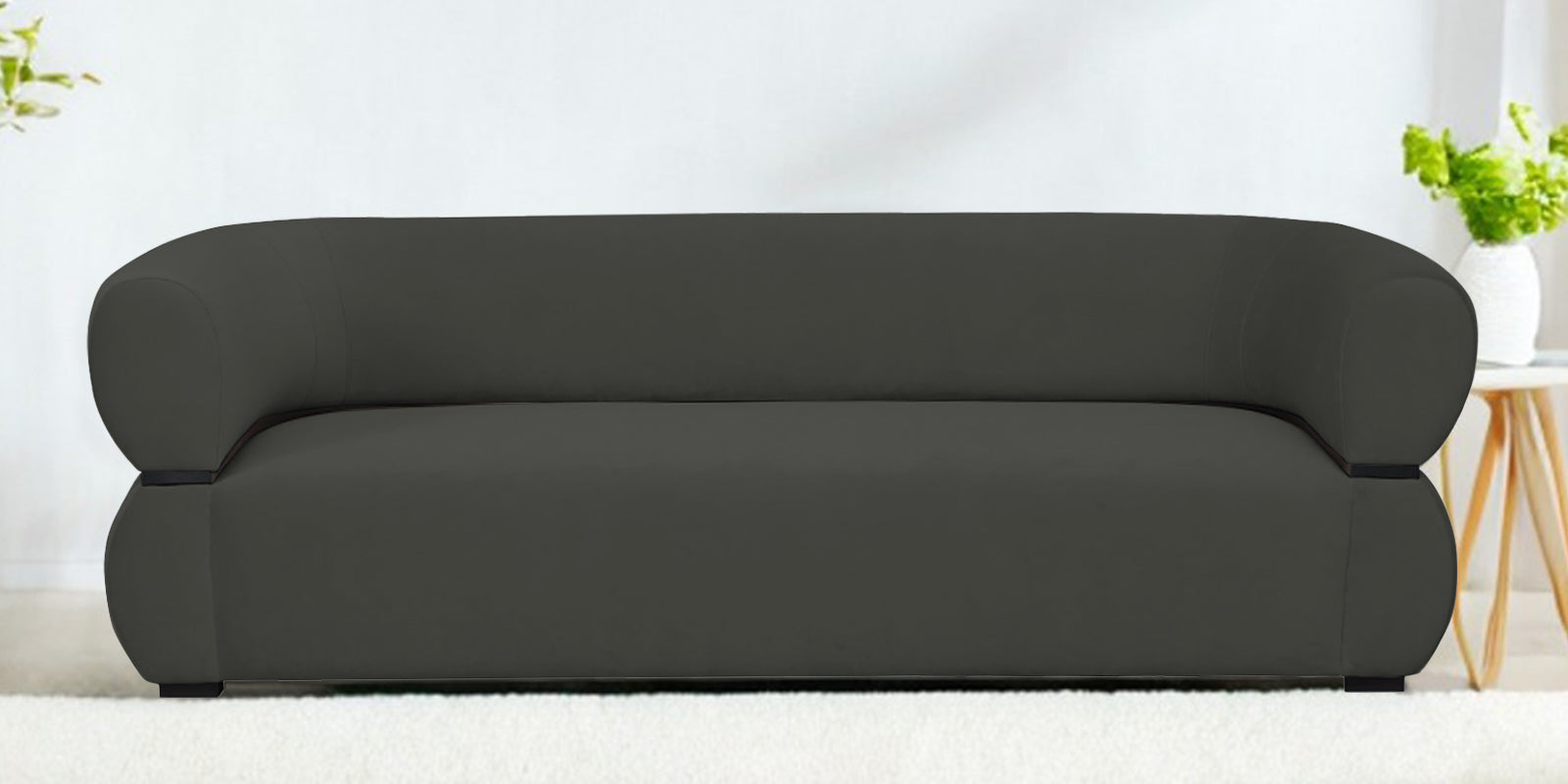 Kula Velvet 3 Seater Sofa In Hory Grey Colour - Febonic Living