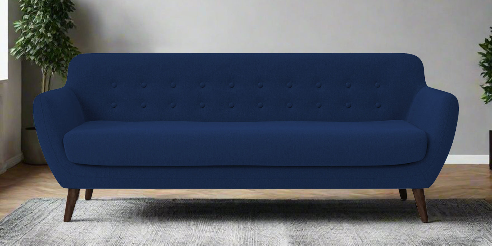 Goofy Fabric 3 Seater Sofa In Royal Blue Colour - Febonic Living