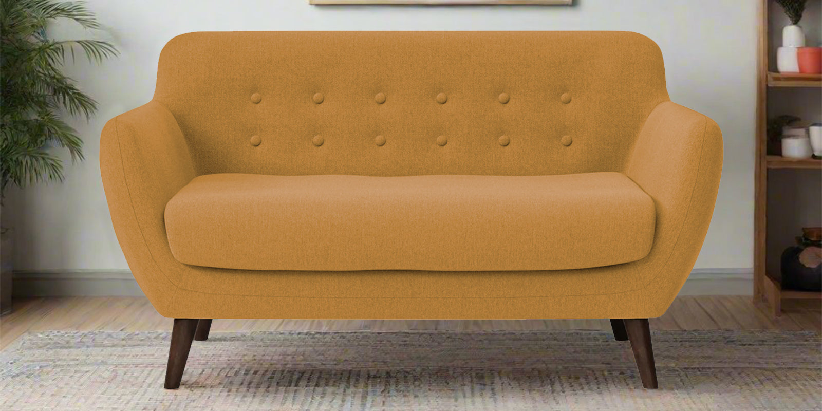 Goofy Fabric 2 Seater Sofa In Corn Yellow Colour - Febonic Living