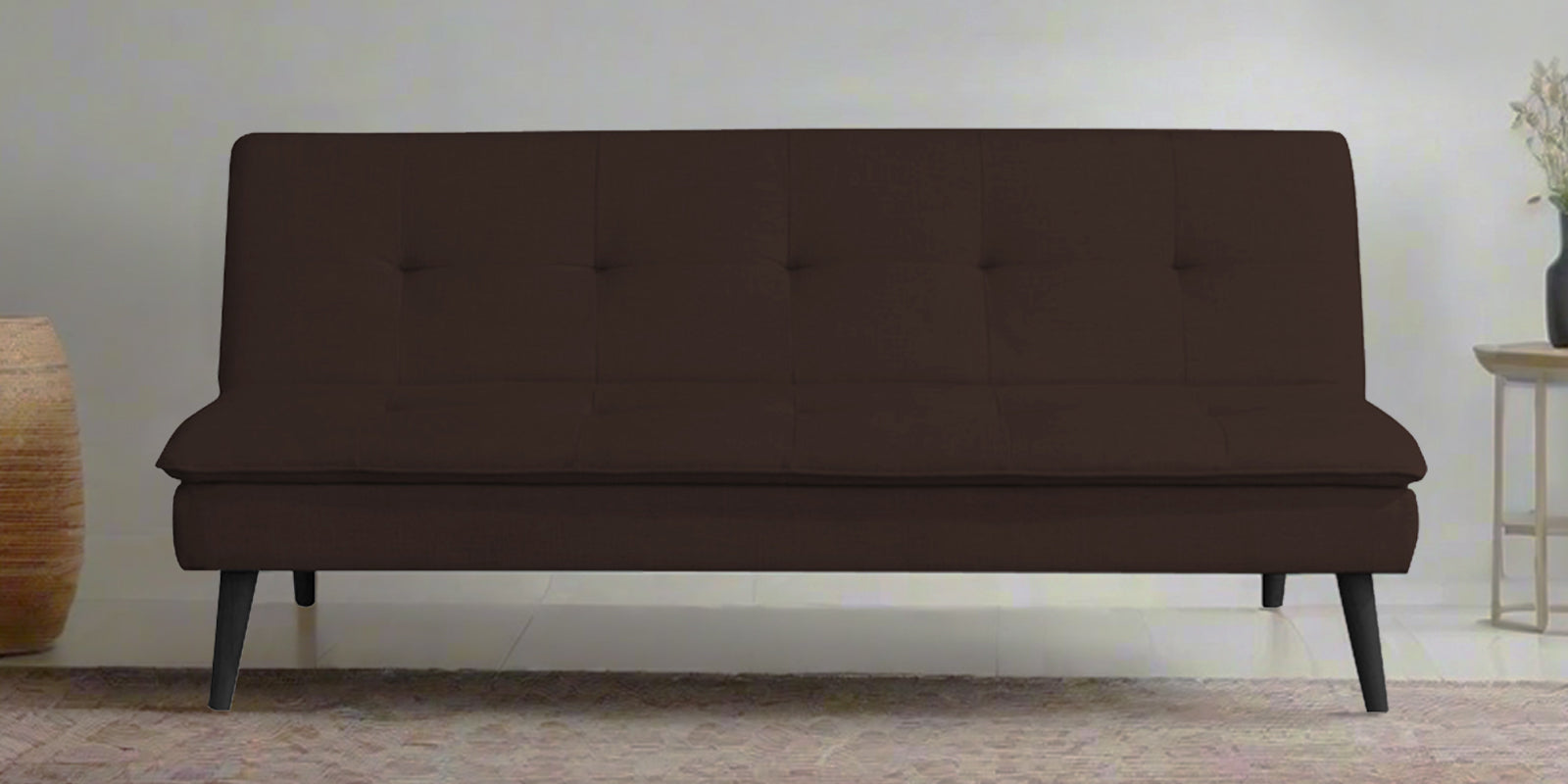 Toner Fabric 3 Seater Convertible Sofa Cum Bed In Coffee Brown Colour - Febonic Living