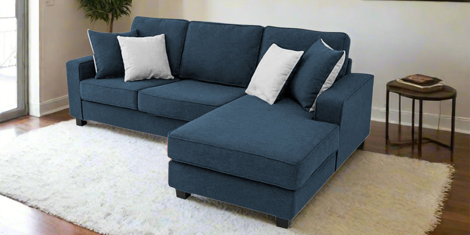 Ladybug Fabric LHS Sectional Sofa (2+Lounger) In Light Blue Colour - Febonic Living