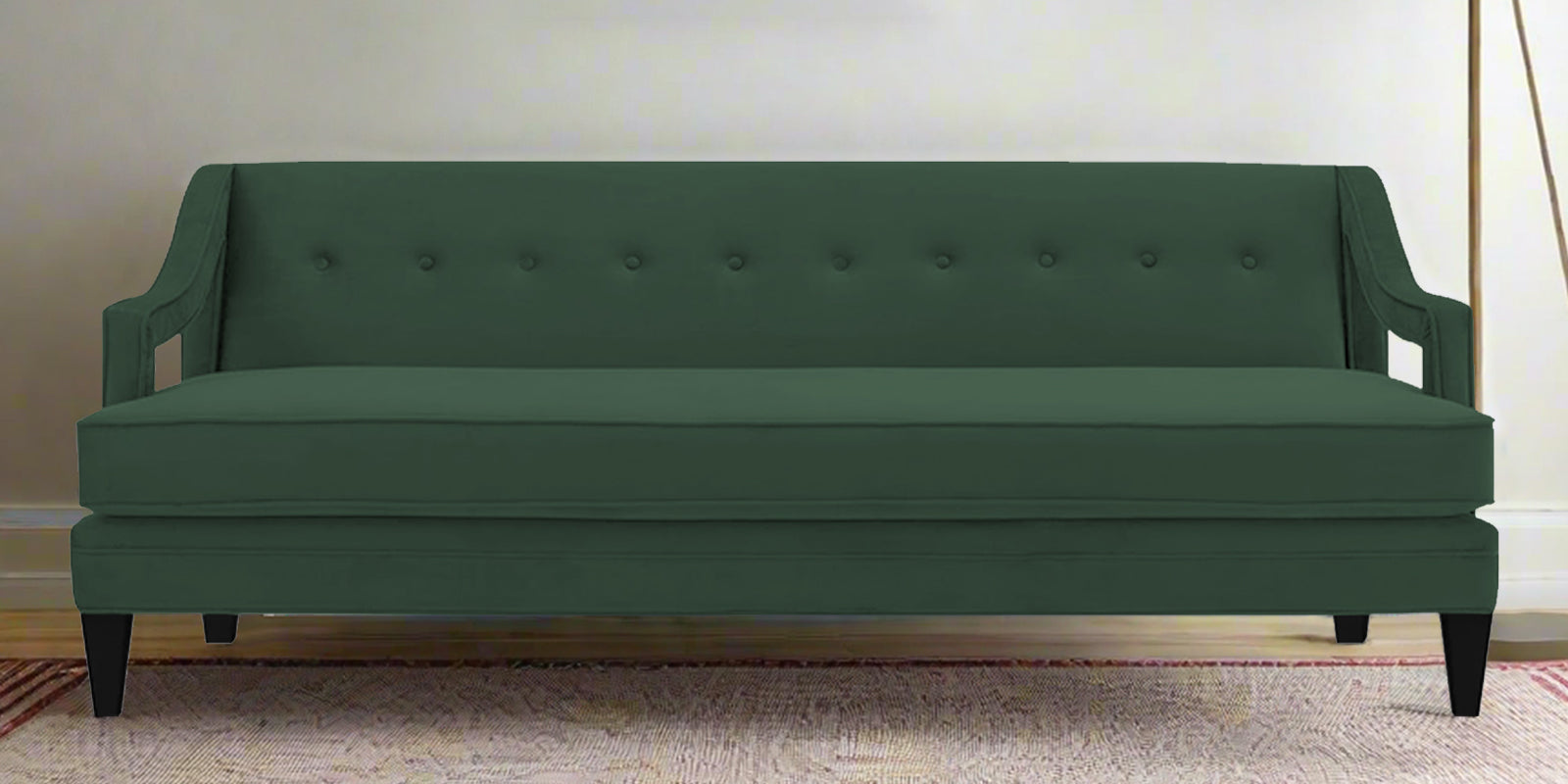 Daffy Velvet 3 Seater Sofa In Amazon Green Colour - Febonic Living