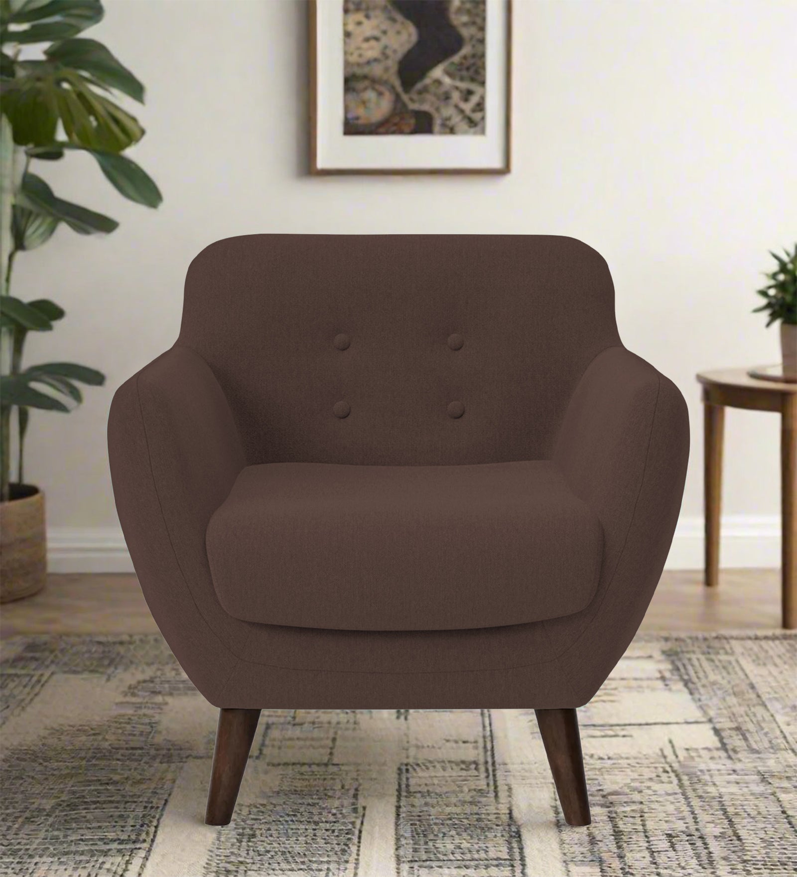 Goofy Fabric 1 Seater Sofa In Caramel Brown Colour - Febonic Living