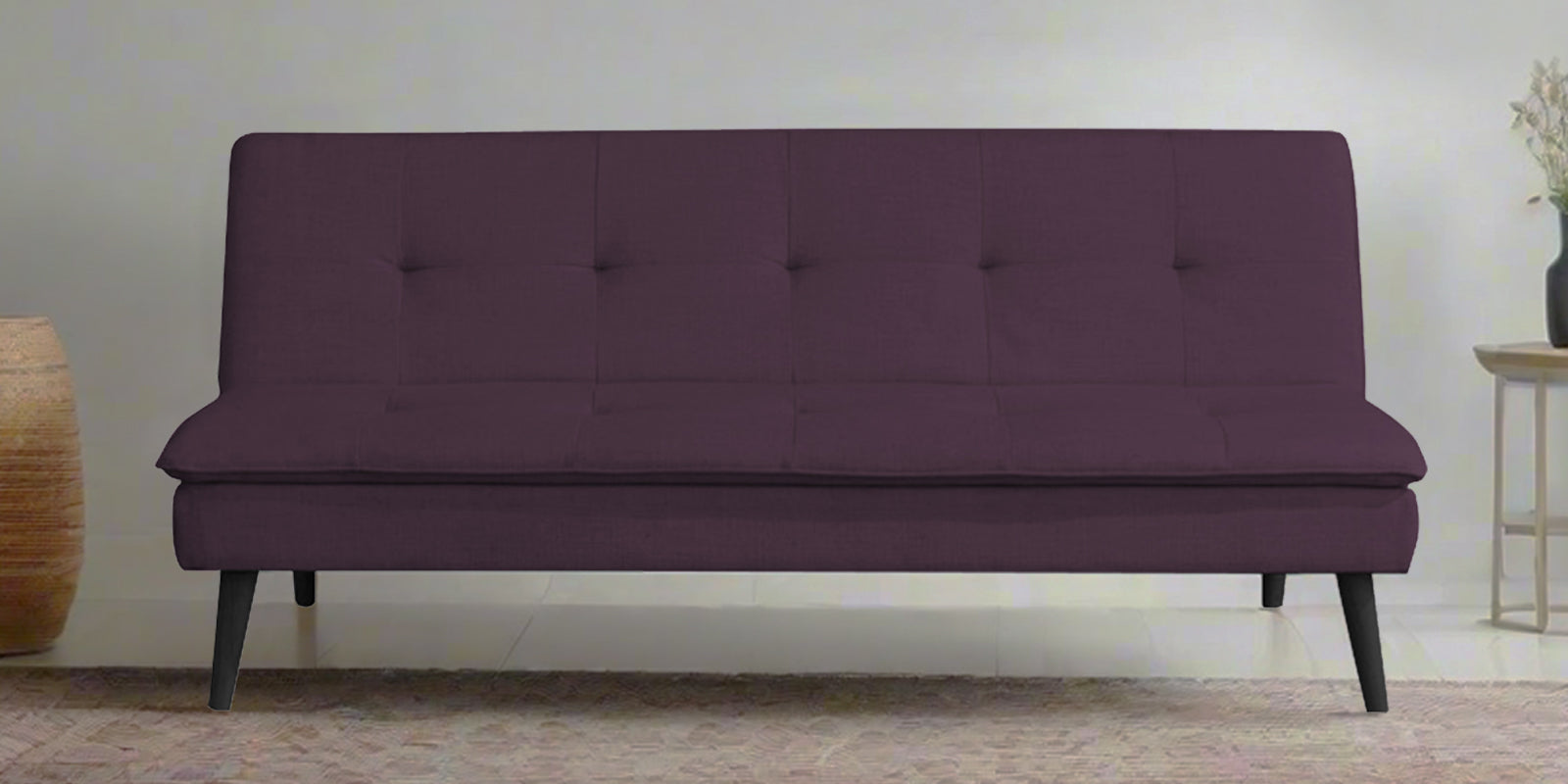 Toner Fabric 3 Seater Convertible Sofa Cum Bed In Greek Purple Colour - Febonic Living