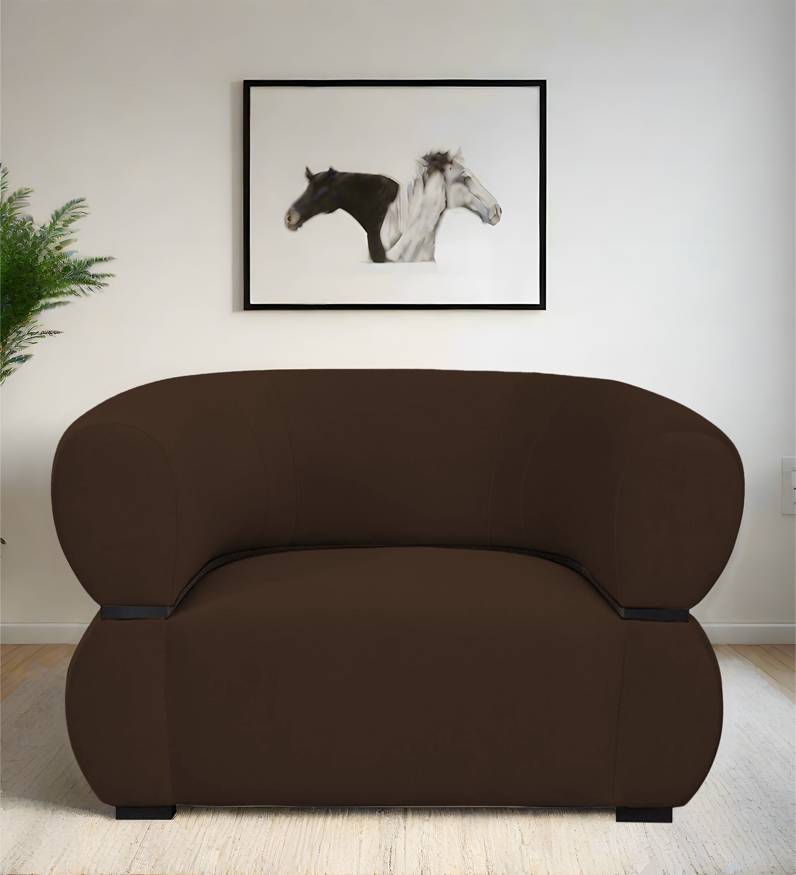 Kula Velvet 1 Seater Sofa In Cholocate Brown Colour - Febonic Living