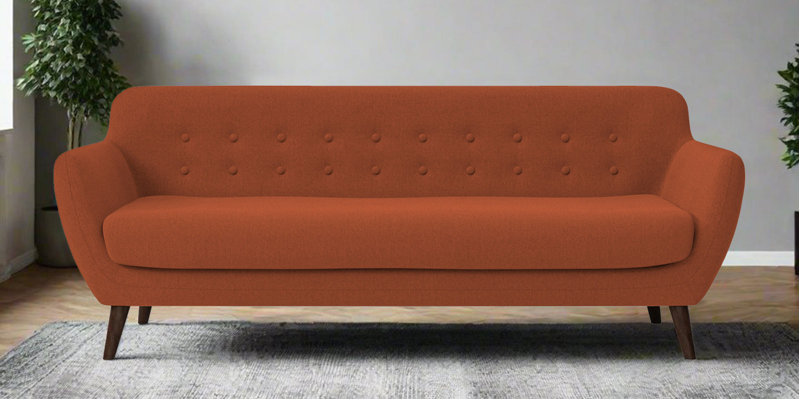 Goofy Fabric 3 Seater Sofa In Royal Orange Colour - Febonic Living