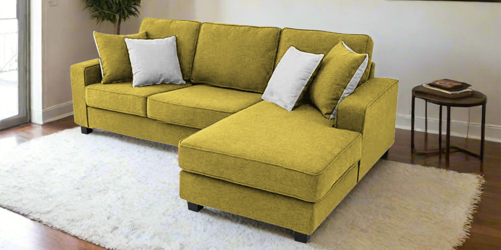 Ladybug Fabric LHS Sectional Sofa (2+Lounger) In Parrot Green Colour - Febonic Living