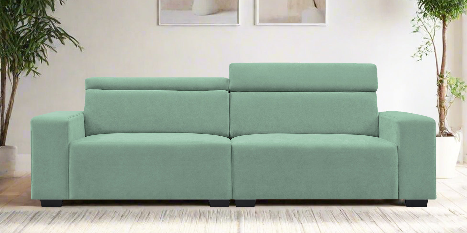 Hiro Fabric 3 Seater Sofa In Mist Blue Colour - Febonic Living