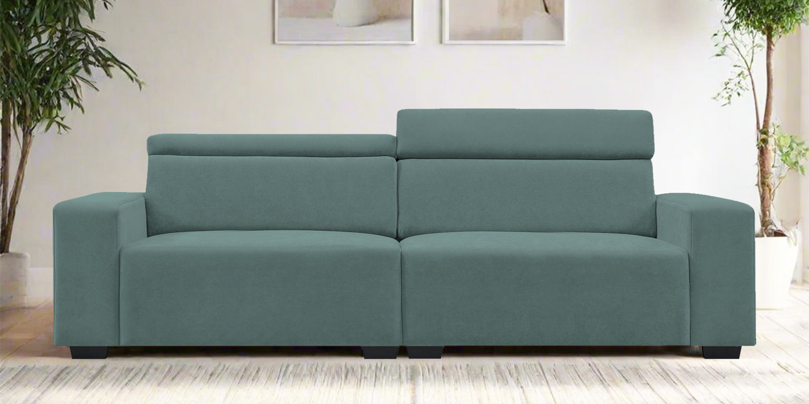 Hiro Fabric 3 Seater Sofa In Pista Green Colour - Febonic Living