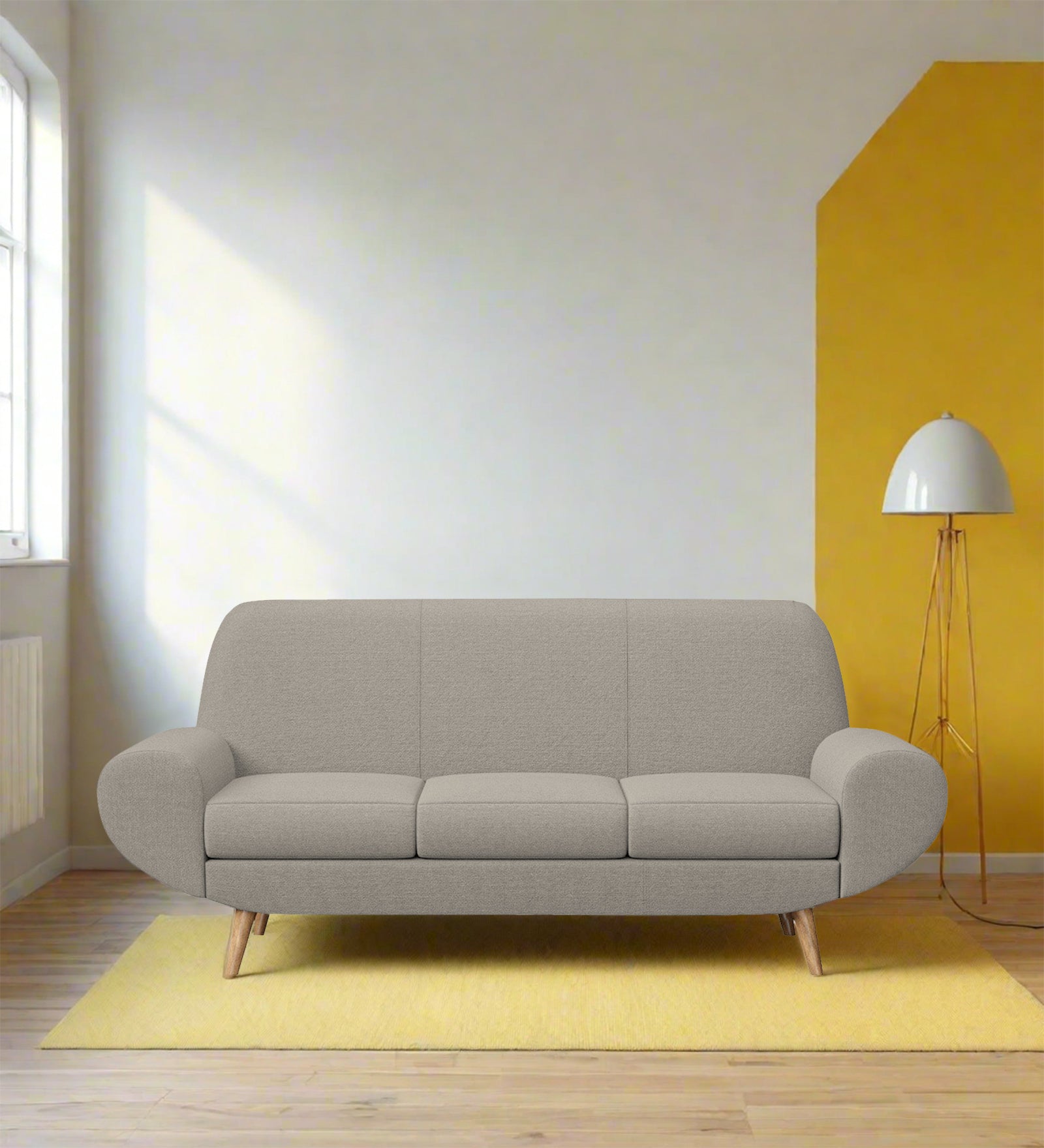 Jessy Fabric 3 Seater Sofa In Ash Grey Colour - Febonic Living