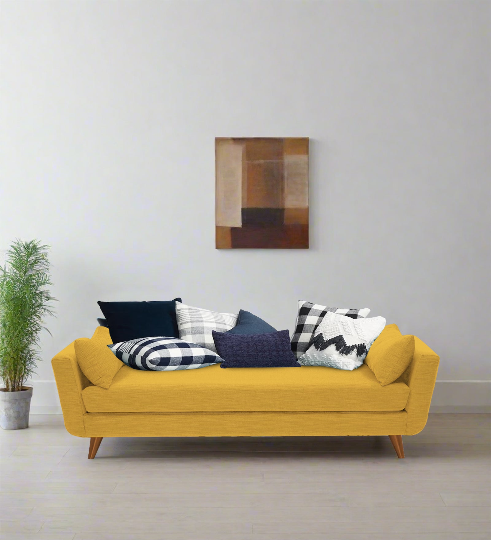 Jasmin Fabric Chaise Lounger In Bold Yellow Colour - Febonic Living