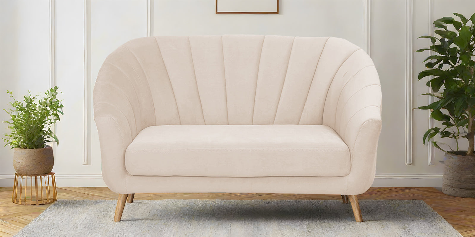 Kaylee Velvet 2 Seater Sofa In Camel Beige Colour - Febonic Living