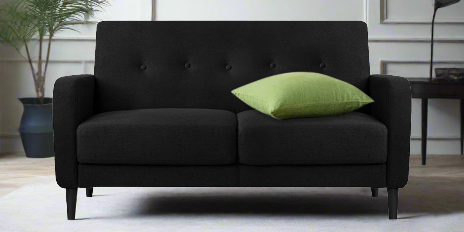 Marq Fabric 2 Seater Sofa In Zed Black Colour - Febonic Living