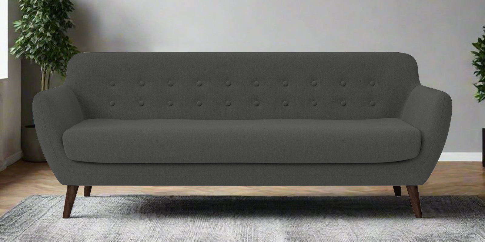 Goofy Fabric 3 Seater Sofa In Stone Grey Colour - Febonic Living