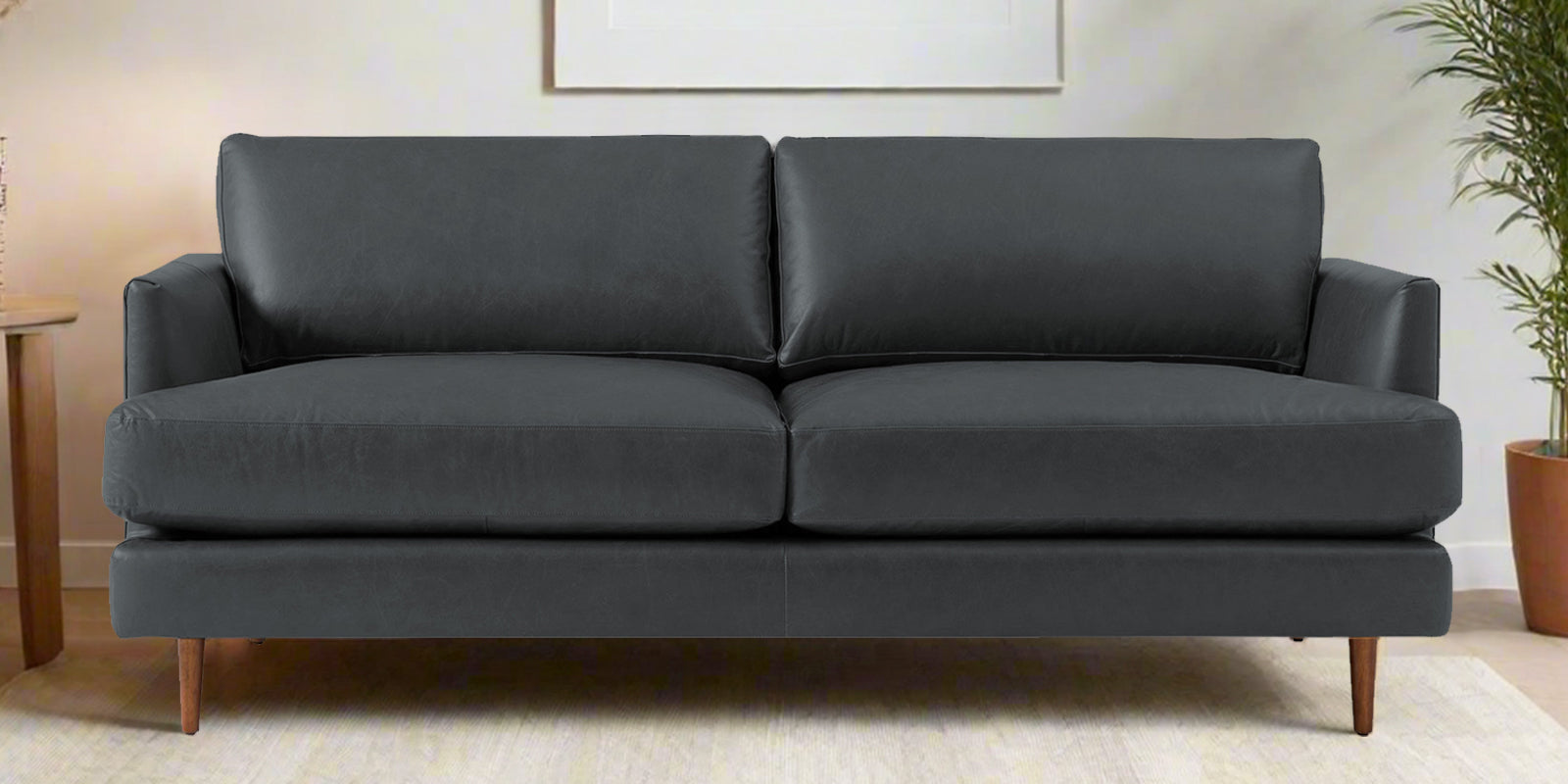 Sterio Leatherette 2 Seater Sofa In Pepper Grey Colour - Febonic Living