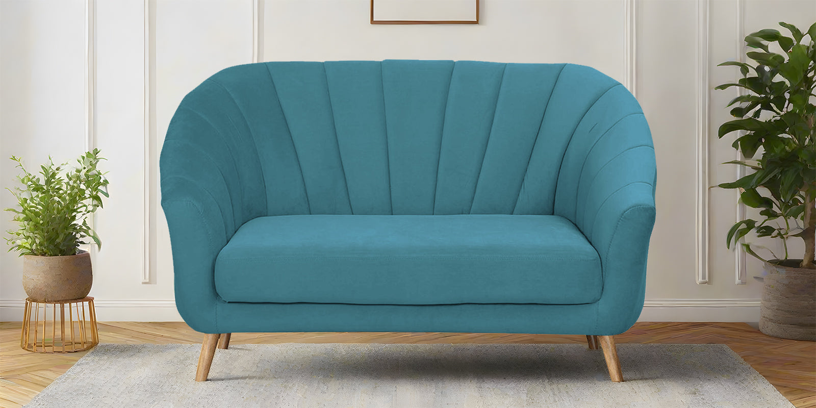 Kaylee Velvet 2 Seater Sofa In Aqua Blue Colour - Febonic Living