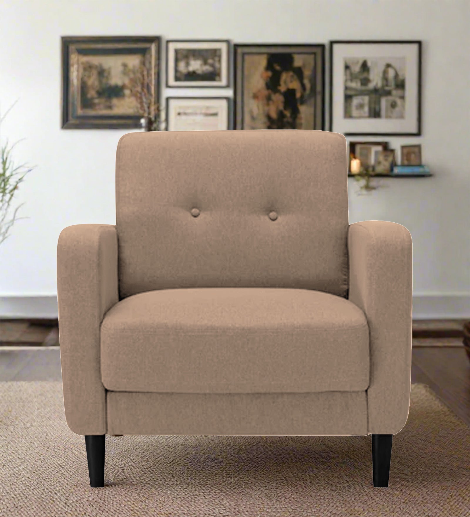 Marq Fabric 1 Seater Sofa In  Cookie Beige Colour - Febonic Living