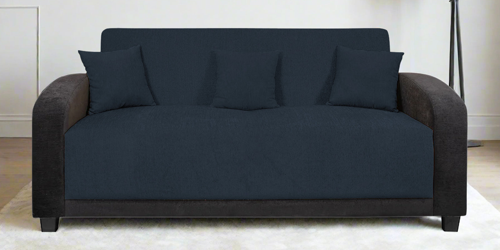 Alex Fabric 3 Seater Sofa In Denim Blue Colour