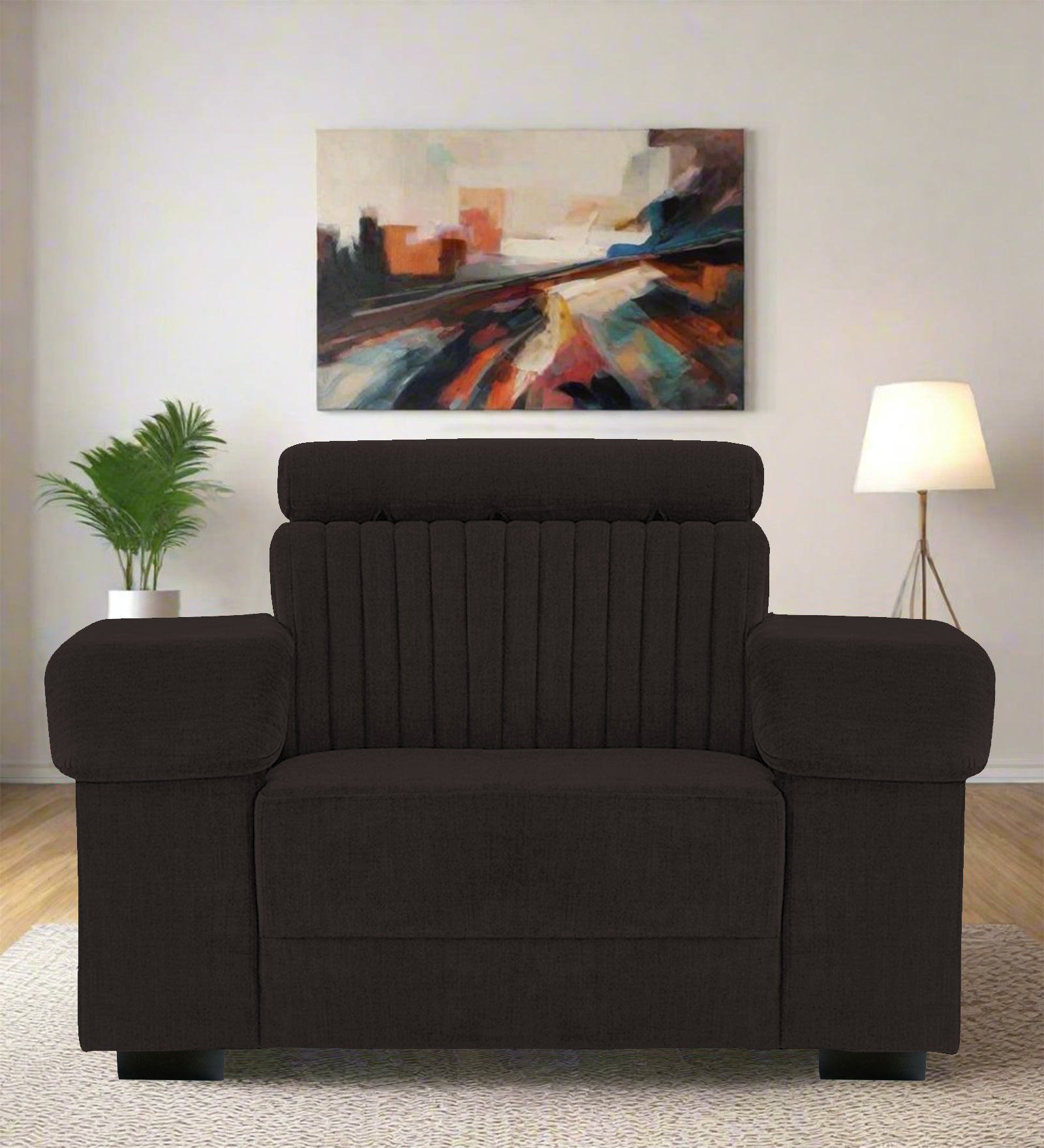 Draco Fabric 1 Seater Sofa In Cara Brown Colour - Febonic Living