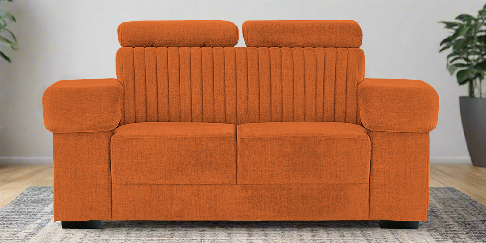 Draco Fabric 2 Seater Sofa In Vivid Orange Colour - Febonic Living