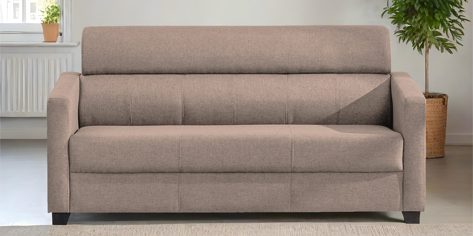 Devo Fabric 3 Seater Sofa In Kadhi Beige Colour - Febonic Living