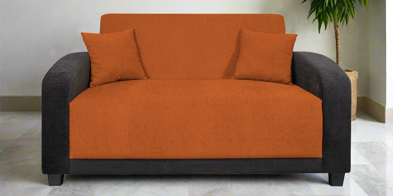 Alex Fabric 2 Seater Sofa In Vivid Orange Colour - Febonic Living