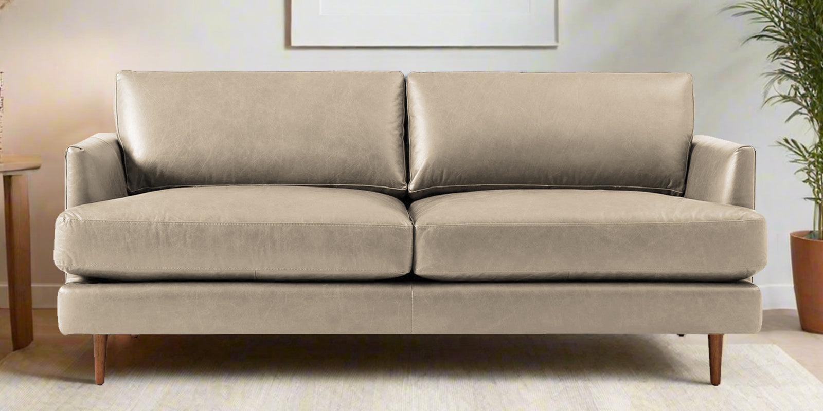 Sterio Leatherette 2 Seater Sofa In Marble Beige Colour - Febonic Living