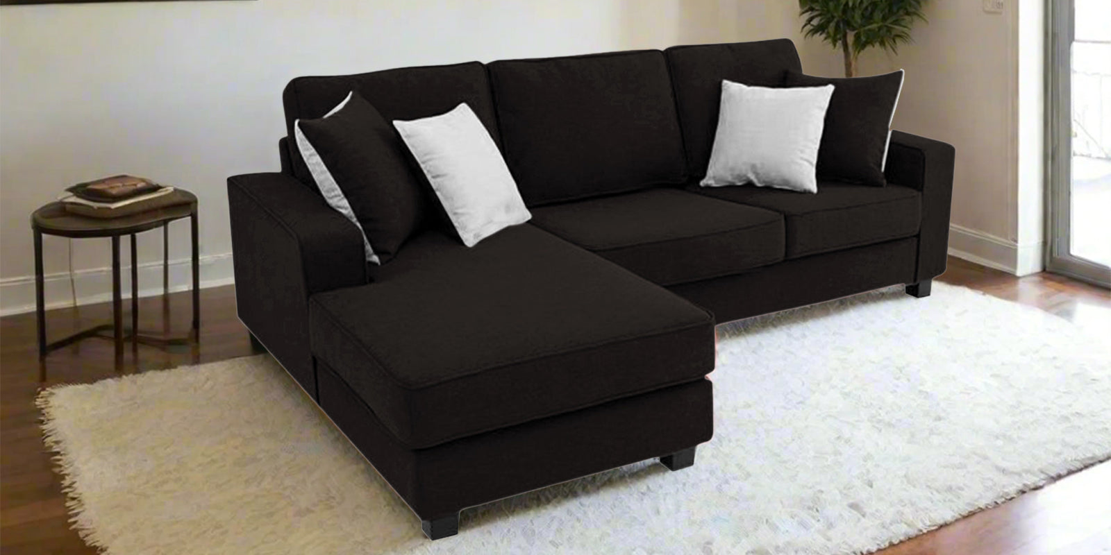 Ladybug Fabric RHS Sectional Sofa (2+Lounger) In Cara Brown Colour - Febonic Living