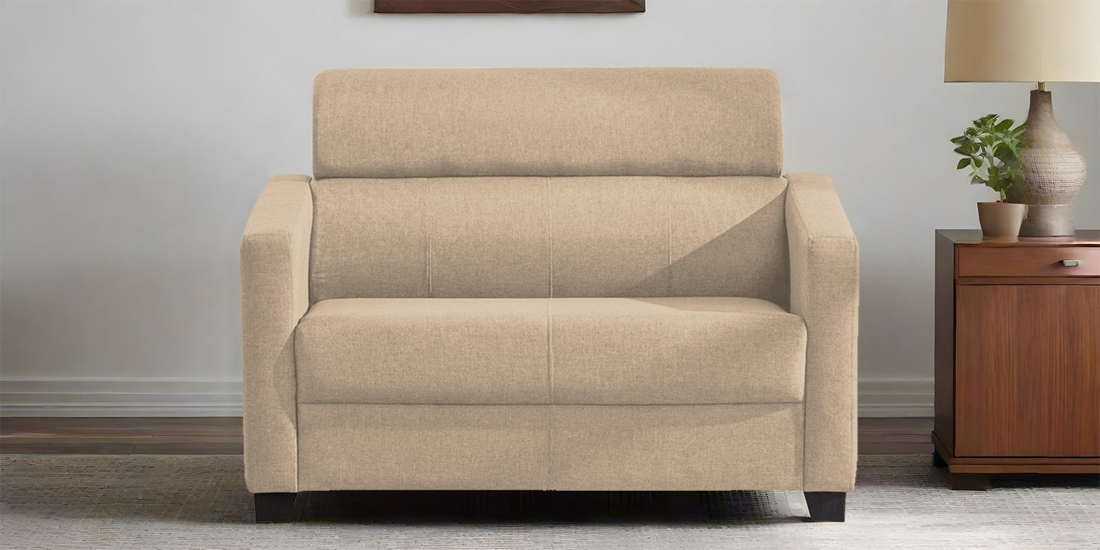 Devo Fabric 2 Seater Sofa In Olive Beige Colour - Febonic Living